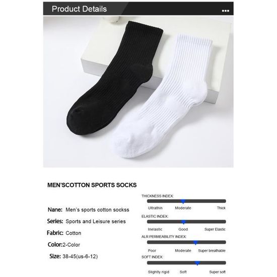Cirorld Lot 6 Paires Chaussettes Sport Respirantes Homme Femme Anti-Ampoules - Tailles 37-42 43-46 47-50