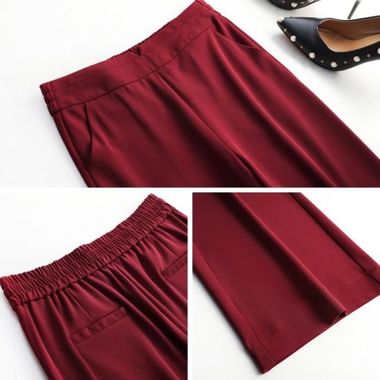 Pantalon Femme Casual Coupe Droite Taille Haute Taille elastique AIEVIS Blanc Blanc Cdiscount Pret a Porter