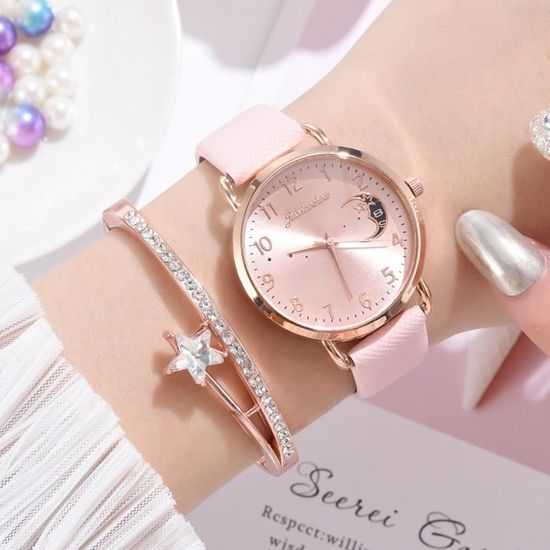 Montre Femme Abraray Quartz Analogique - Cadran Rose Quartz - Décontractée - Neuf Avec étiquettes