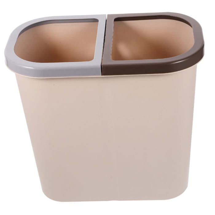 Poubelle De Tri Double Face Cabilock - Corbeille Bureau Compacte 25,5x23,5x14,5 Cm - Marron