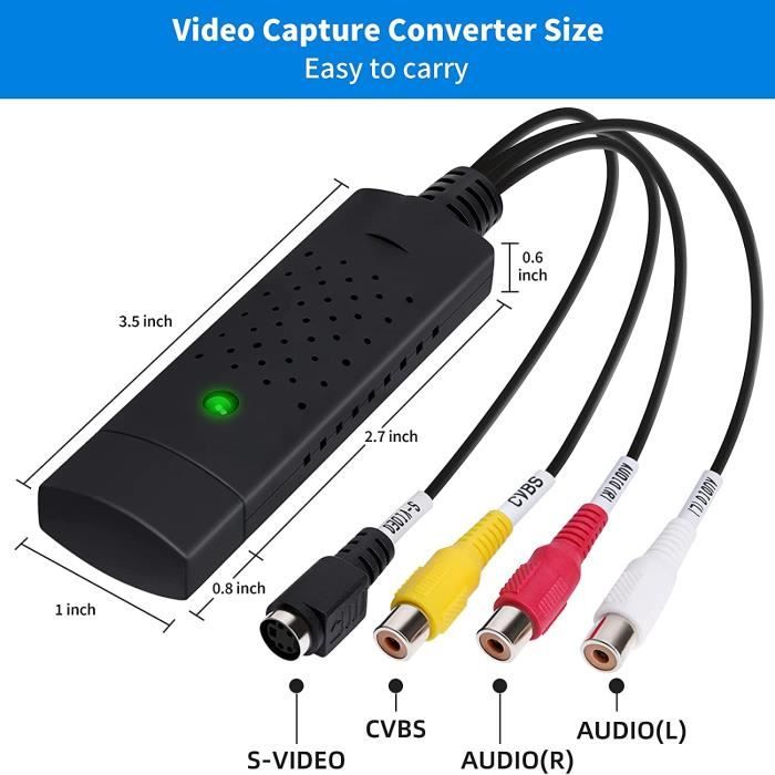 Convertisseur VHS vers numérique, Audio Vidéo USB Carte de Capture
