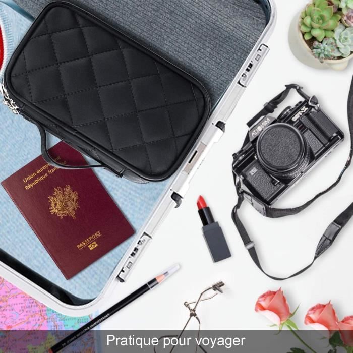 VOSERY Trousse De Maquillage, Trousse De Toilette De Voyage Pour Femme, Grande Capacité, Motif Tampon, Trousse De Maquillage Mignonne, Trousse De Maquillage En Cuir Imperméable