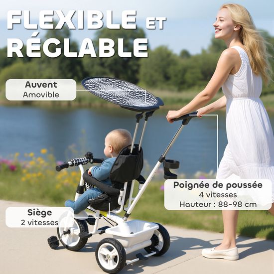 Tricycle Enfants évolutif Canne et Pare-Soleil Pliable Amovible Sacoche et Panier Acier Tricycle Enfant Évolutif, Vélo, Accessoires, jusqu'à 5 Ans (50 * 18 * 38cm bleu Tricycle Enfants évolutif Canne et Pare-Soleil Pliable Amovible Sacoche et Panier Acier Tricycle Enfant Évolutif, Vélo, Accessoires, jusqu'à 5 Ans (50 * 18 * 38cm bleu