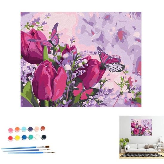 Peinture Par Numéros Paysage Adulte – Toile 40x50 Cm – Kit Complet Peinture Et Pinceau – Décoration Salon Bureau