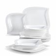 Malacasa Série ELVIRA 12pcs Service de Table Porcelaine 6 Assiette Creuse à Soupe 6 Assiettes Plates Plat Céramique-0