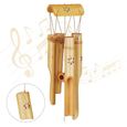 Relaxdays Carillon à vent bambou, moulin à vent, son, décoration jardin, bois, feng shui mobile, 73 cm, nature-0