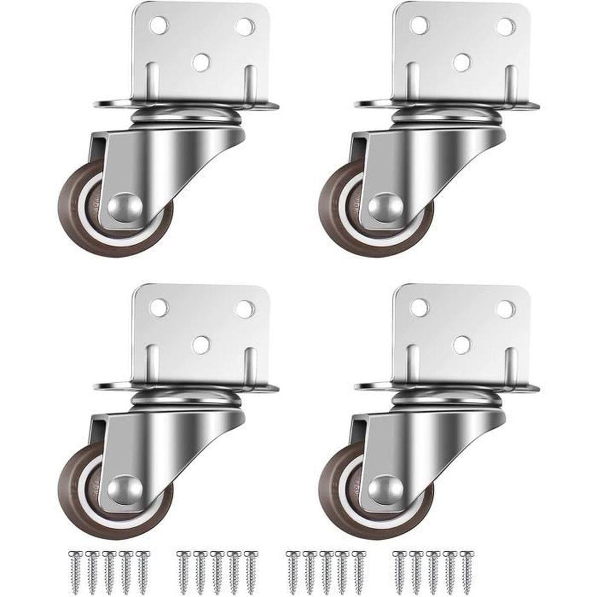 Lot De 4 Petites Roulettes Latérales Pour Meubles Et Tiroirs - 2,5 Cm Caoutchouc