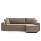 BAÏTA Canapé d'angle convertible et réversible 4 places ZOLA velours côtelé taupe