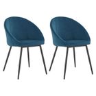 HAPPY GARDEN Lot de 2 chaises vintage DIANE velours bleu