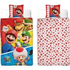 MARIOBROS Parure de lit 1 personne Mario Bros et ses amis Movie bleu et rouge - Housse de couette 140x200 cm + taie d'oreiller 60x70 cm