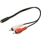 Nedis Adaptateur audio RCA (M) pour mini jack stéréo (F) 20 cm noir rond