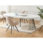 VENTE-UNIQUE Table à manger extensible 2 à 12 personnes en MDF et acier - Effet marbre blanc et Noir - FIRELA