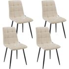 WAFTING Lot de 4 chaises de Salle à Manger rembourrées avec Dossier Haut et Design en Lin,Beige