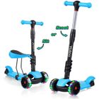Trottinette 3 en 1 pour Enfants - YOLEO - Siège Amovible - Plateau Antidérapant - LED Roues - Bleu