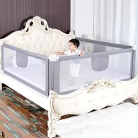 ERROLVES® Barrière de lit pour Sécurité de bébé, Gris - 180 cm, Protection enfant contre chutes, hauteur réglable 70-105cm