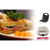 Appareil à Sandwichs pour 2 Sandwiches, 4 en Forme de Triangle, Antiadhésif MPM MOP-27 750W Blanc 