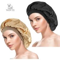 2PCS Grands Bonnets de nuit en Satin, WOVTE Grand Bonnet de Sommeil avec Bande Élastique Souple pour Cheveux Protection - 42cm