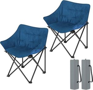 CHAISE DE CAMPING WOLTU Chaise Camping Portable, Lot de 2, Fauteuil de Pêche Légère, Siège en Daim Synthétique et Oxford, Bleu W0ETT0187-2