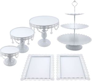 Lot De 2 Présentoirs à Gâteau 3 étages Blancs - Réutilisables Pour Fêtes, Cupcakes, Muffins - 2