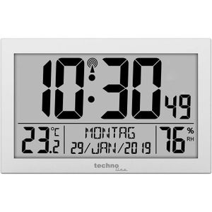 HORLOGE - PENDULE Horloge Radio-pilotée, Matériau : Plastique, argenté, Klein: 22,5 x 14,3 x 2,4cm A297