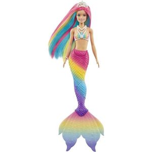 POUPÉE Barbie - Barbie Dreamtopia - Sirene Magique Arc-en-Ciel - Poupee avec Details qui Changent de Couleur - Diademe et Corsage Ma