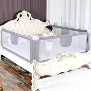 Barrière de lit bébé portable avec hauteur réglable de 200 cm mécanisme de  soulèvement vertical et double verrou de sécurité en couleur grise : Chez  Rentreediscount Cadeaux & Jeux