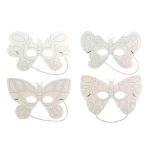 MASQUE - BANDEAU Masques papillons carton blanc 15 x 25 cm x 4 pcs 