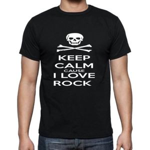 T-SHIRT Homme Tee-Shirt Restez Calme Car J'Aime Le Rock – 