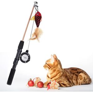 Canne à pêche pour chat ventouse • Teaser avec plumes et grelot -  Catedogshop