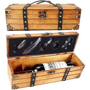 PORTE-BOUTEILLE RERXoîte de Rangement de Coffre eois Antique,boîte à Bouteilles de vin avec Ensemble d'accessoires pour Le vin,Coffret Cadeau de228