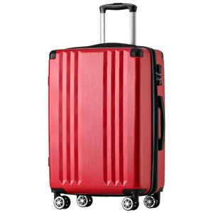 VALISE - BAGAGE Valise à rayures verticales - quatre roues - Matériau ABS - Serrure douanière TSA - 76,5 x 50,5 x 31,5 rouge