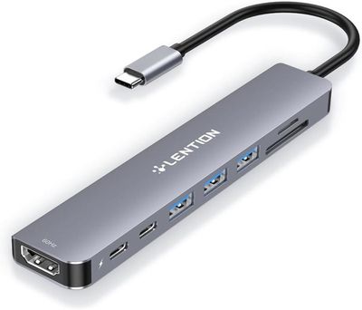 Hub USB-C 8 En 1 Avec HDMI 4K, Charge 100W – Ports USB A, Lecteur Carte SD, RVB – Pour MacBook, PC