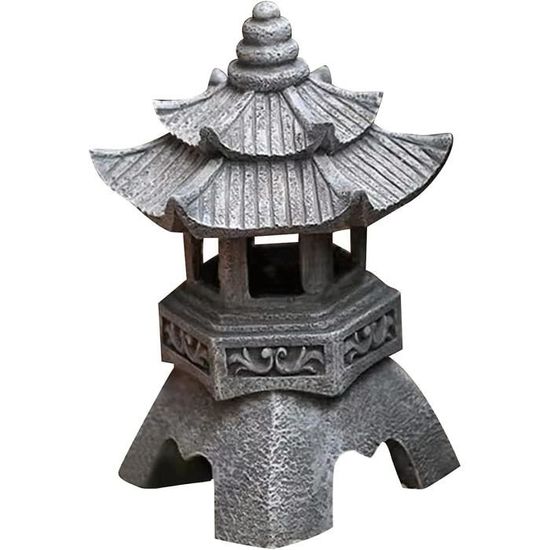 Lanterne Solaire Pagode Japonaise - Résine - Décoration Jardin Zen - Lumière Ambre - AURORAF