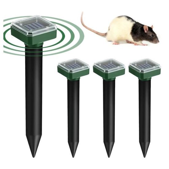 Répulsif Taupes Solaire WUGEIN Chasse Moles Ultrasons Solaire, Répulsif Pour Souris 4 Pièces Répulsif Ultrasons Souris Jardin