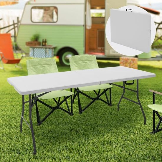 Table pliante multiusage EASY 122x61 pour Camping, jardin, marché,fête