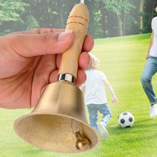 Cloche à Main Super Bruyante En Laiton - Manche En Bois - Pour Maison, école, Noël, Service, Réveil