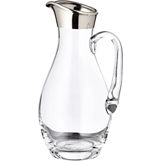 Carafe/vase En Cristal Soufflé à La Bouche Edzard Hendrik - Bord Platine, 27 Cm De Haut, 0,8 Litre