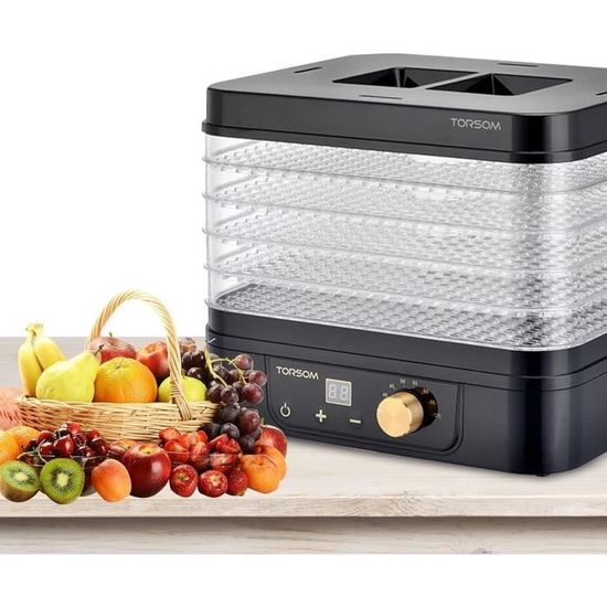 Déshydrateur Alimentaire 5 Plateaux Acier Inox - Réglable 35-80°C - Minuterie 48h