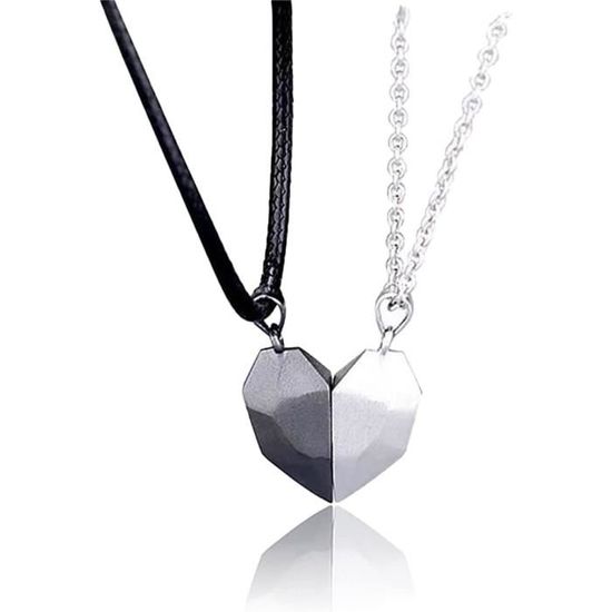 Collier Couple Cœur Puzzle - 2 Pièces En Acier Inoxydable - Cadeau Amoureux Saint-Valentin
