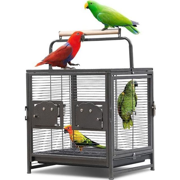 HOMPOT® Cage oiseaux Perruche Perroquet Canari Calopsitte Conure Pinson Inséparable pour Exterieur ou Interieur 38*48*65 cm