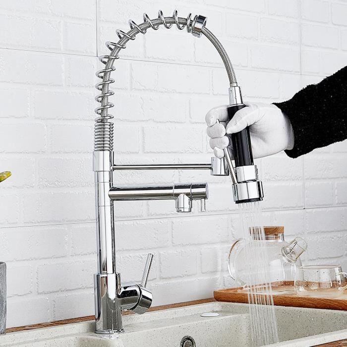Mitigeur Cuisine Auralum Avec Douchette Extractible 2 Modes – Finition Gris Granit – Style Moderne