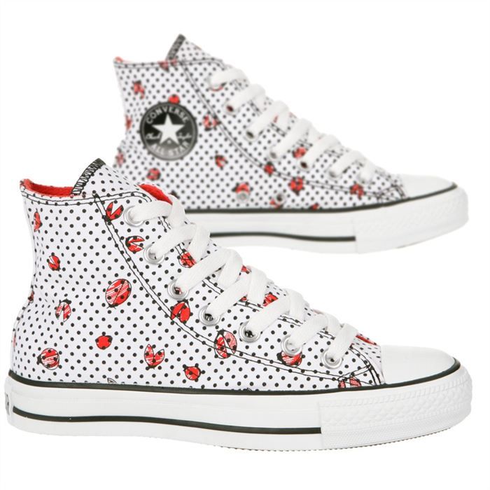 converse rouge pois blanc