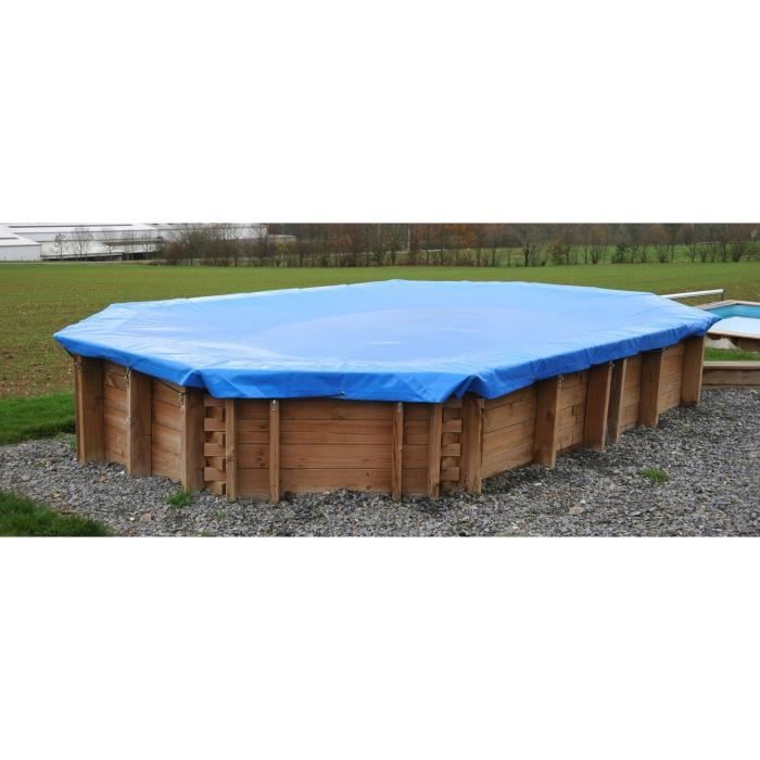 Bâche hiver pour piscine ronde en bois Evora - SUNBAY - 6 x 4 x 1,33 m - PVC armé - Fabrication française