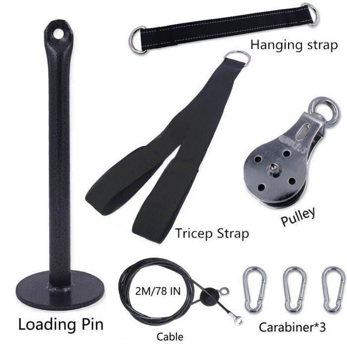 Fitness Poulie Système de câble DIY Chargement Broche de Levage Triceps Machine Corde entraînement Longueur réglable Home Gym
