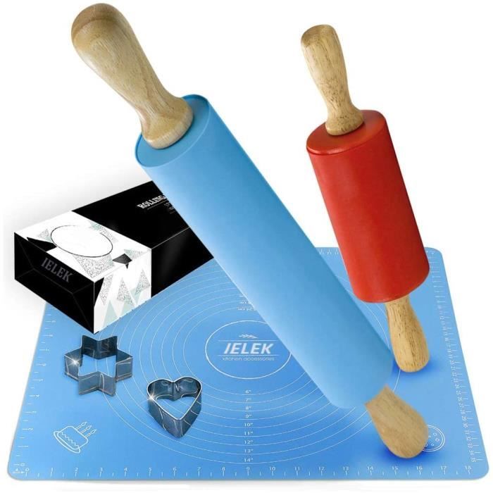 Rouleau à Pâtisserie Anti-adhésif et Tapis en Silicone : Ensemble de Rouleaux à Pâte en Silicone Grand et Petit Pour la Pâtisserie,T