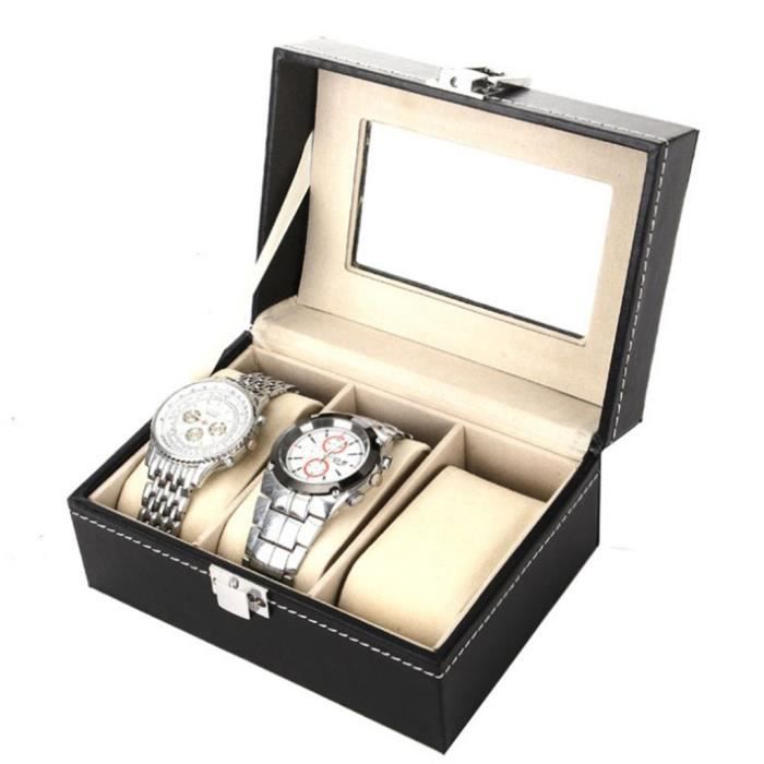 3 cas de boîte de montre en cuir pour le stockage unisexe d'organisateur de bijoux d'affichage de poignet miettelove 4846 llyyll