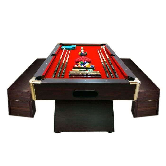 BILLARD AMERICAIN 8FT Caesar Rouge SNOOKER TABLE DE BILLARD + BANCS A CONTENEURS