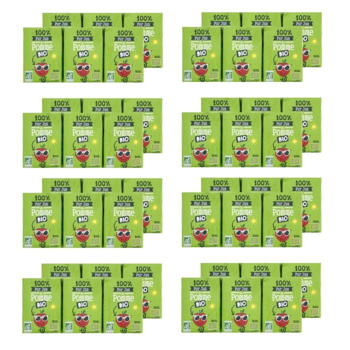 Lot 8x Pur jus de pomme BIO - 200ml x 6 briquettes