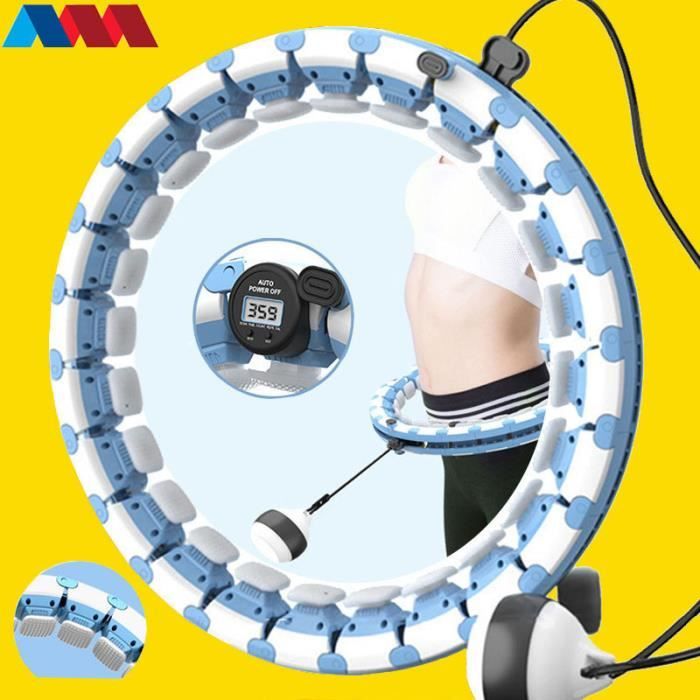 Cerceau Fitness Smart Hula Hoop Adulte Enfant 24 N?uds Amovibles Fitness Pneu Massage Intelligent Pondéré-Bleu