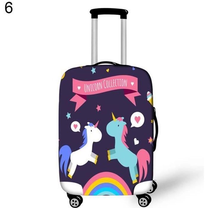 Fermeture Éclair Élastique Mignon Licorne Bagages Valise Couverture Sac de Protection Imperméable 6 # M: 22-24 pouces Aa52710